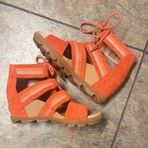 Sorel Orange Wedge Sandals
